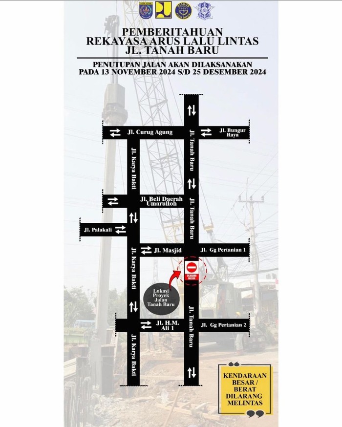 Pemkot Depok memperbaiki dinding turap Kali Krukut di Jalan Tanah Baru dan memperbaiki Jalan Krukut serta rekonstruksi Jembatan Grogol. Lalu lintas dialihkan. (dok PUPR Depok) Pemkot Depok memperbaiki dinding turap Kali Krukut di Jalan Tanah Baru dan memperbaiki Jalan Krukut serta rekonstruksi Jembatan Grogol. Lalu lintas dialihkan. (dok PUPR Depok)