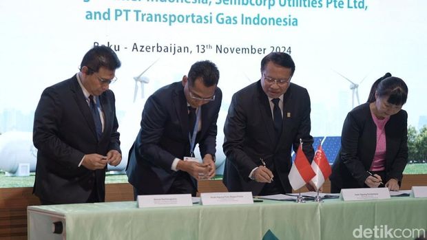 Penandatangan nota kesepahaman PLN dan mitra di sela gelaran COP29 yang saat ini tengah berlangsung di Baku, Azerbaijan.