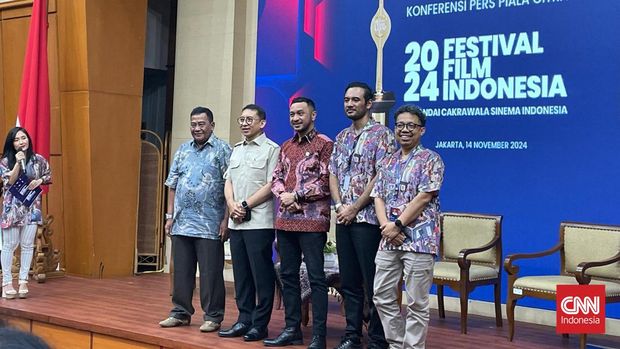 Jumpa media Festival Film Indonesia 2024 bersama Menteri Kebudayaan Fadli Zon dan Ketua Komite FFI Ariyo Bayu.