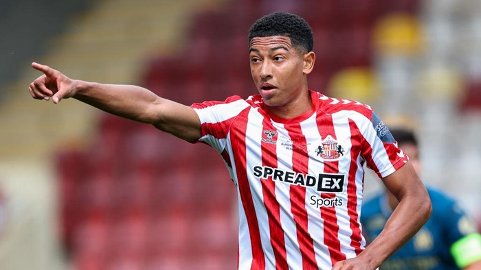 BRADFORD, ENGLAND - AUGUST 3: Jobe Bellingham of Sunderland during the pre-season friendly match between Sunderland and Olympique Marseille at University of Bradford Stadium on August 3, 2024 in Bradford, England. (Photo by Robbie Jay Barratt - AMA/Getty Images)