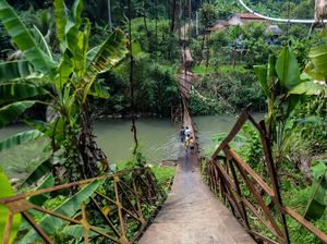 Duh! Jembatan Gantung di Lebak Ambruk Dimakan Usia