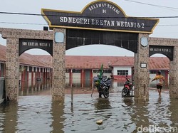 Banjir Rob Hantam Kandanghaur Indramayu, KBM Siswa SD Dibubarkan