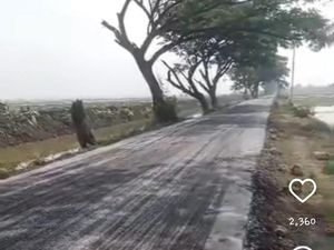 Viral Jalan di Kudus Belum Kering Diperbaiki Sudah Dilewati Kendaraan