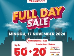 Serbu Transmart Full Day Sale! Semarak Diskon Aneka Produk 50% + 20%