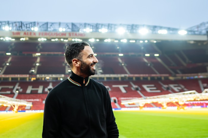MANCHESTER, ENGLAND - NOVEMBER 13: Ruben Amorim visits Old Trafford on November 13, 2024 in Manchester, England. (Photo by Ash Donelon/Manchester United via Getty Images)