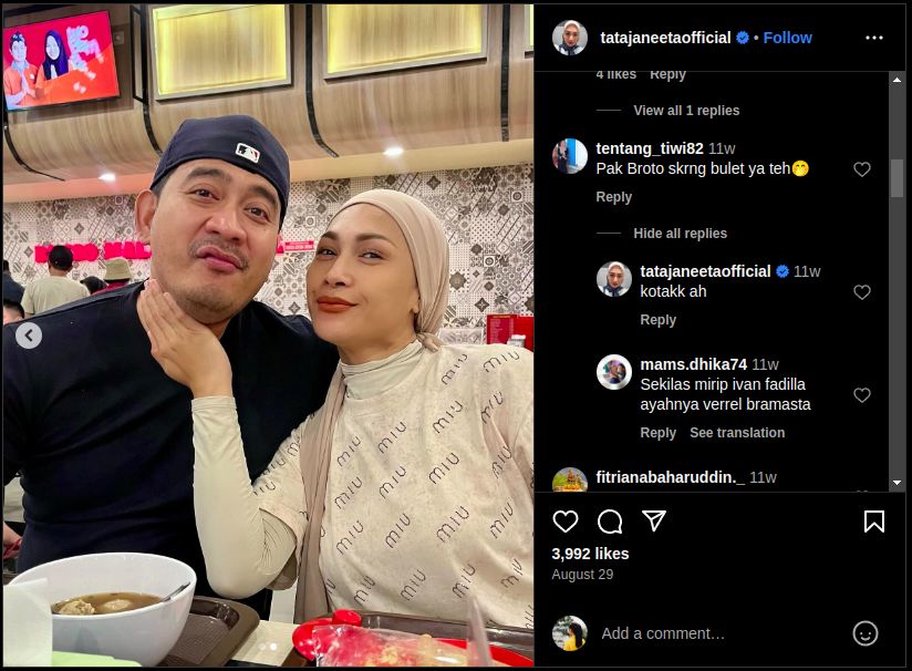 Unggahan Brotoseno dan Tata Janeeta