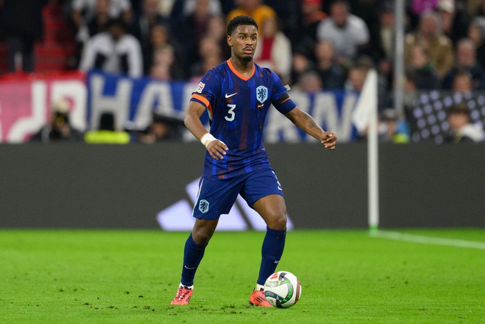 MUNICH, GERMANY - OCTOBER 14: Jorrel Hato of Netherlands in action during the UEFA Nations League 2024/25 League A Group A3 match between Germany and Netherlands at  on October 14, 2024 in Munich, Germany. (Photo by Christian Kaspar-Bartke/Getty Images for DFB)