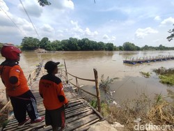 Apes, Nurdin Tenggelam Saat Rawat Jembatan Apung Sungai Brantas Mojokerto