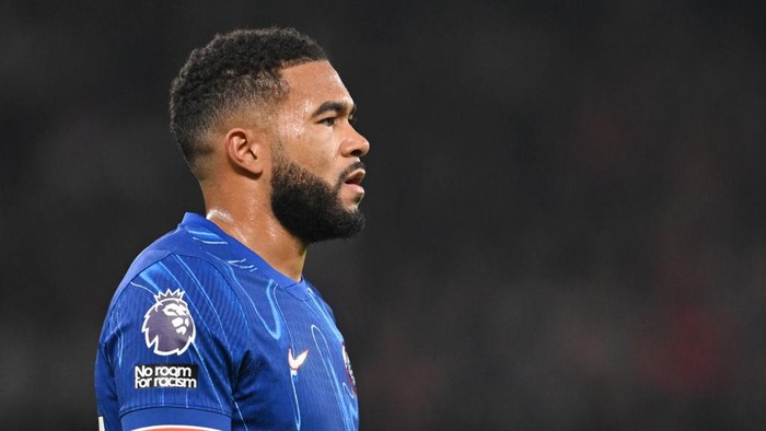 Reece James MANCHESTER, ENGLAND - NOVEMBER 03: Reece James of Chelsea looks on during the Premier League match between Manchester United FC and Chelsea FC at Old Trafford on November 03, 2024 in Manchester, England. (Photo by Michael Regan/Getty Images)
