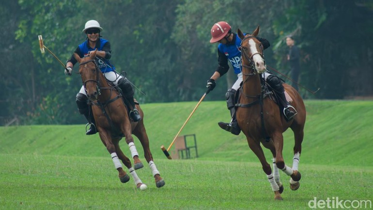 Atlet Indonesia berlatih bermain polo di Nusantara Polo Club, Cibinong, Kabupaten Bogor.