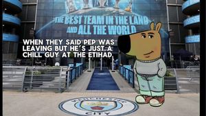 Meme Ragam Reaksi Pep Guardiola Teken Kontrak Baru di Man City