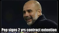 Fans klub Premier League rival City diyakini sedih dengar kabar kontrak baru Pep. Foto: dok. Internet/X (Twitter)