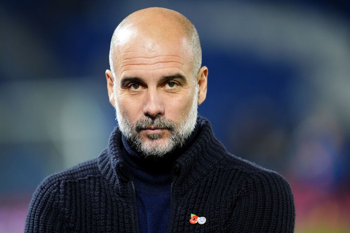 Manchester City manager Pep Guardiola before the Premier League match at American Express Stadium, Brighton. Picture date: Saturday November 9, 2024. (Photo by Adam Davy/PA Images via Getty Images)