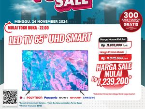 Smart TV LED 65 UHD Lebih Hemat Rp 3,9 Juta di Transmart Full Day Sale