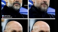 Sejak Ten Hag dipecat, Guardiola diledek sudah bukan lagi pria yang sama. Foto: dok. Internet/X (Twitter)