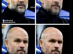 Sejak Ten Hag dipecat, Guardiola diledek sudah bukan lagi pria yang sama. Foto: dok. Internet/X (Twitter)