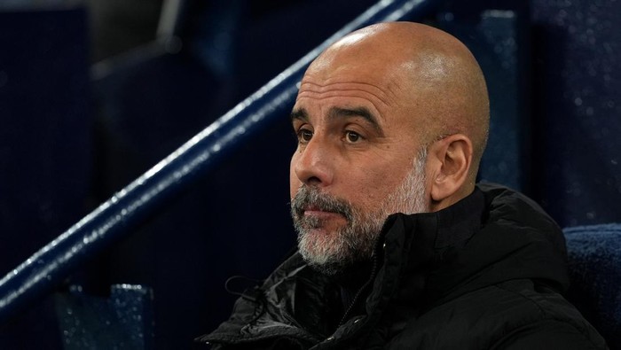 Manchester City manager Pep Guardiola before the Premier League match at the Etihad Stadium, Manchester. Picture date: Saturday November 23, 2024. (Photo by Martin Rickett/PA Images via Getty Images)