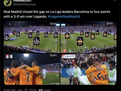 Real Madrid lantas memberikan tekanan lewat kemenangan. Kedua tim kini cuma terpaut empat angka, dengan El Real punya satu laga lebih banyak. Foto: dok. Internet/X (Twitter)
