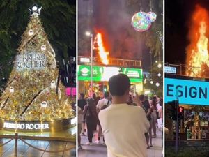 Kacau! Pohon Natal Cokelat Terbakar di Tengah Kota Kacau! Pohon Natal Cokelat Terbakar di Tengah Kota