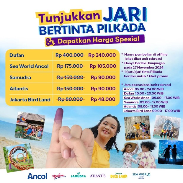 Diskon pilkada Dufan Ancol/Foto: Instagram @infodufan