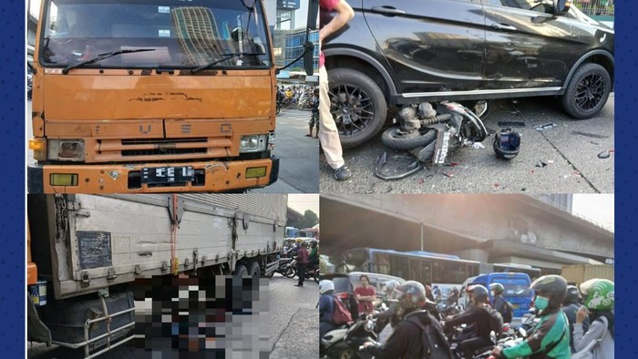 Truk Tabrak 8 Kendaraan di Lampu Merah Slipi Jakbar