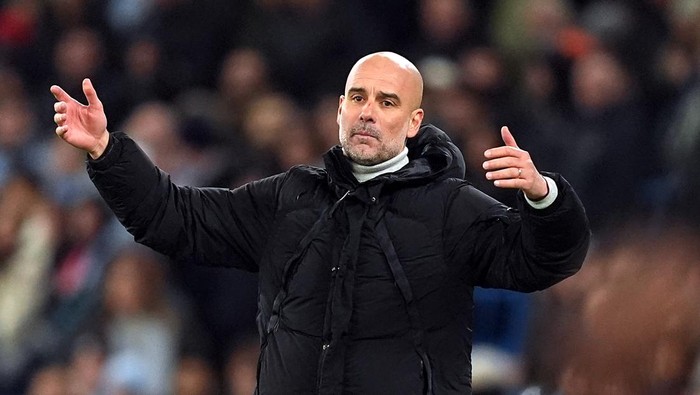 Manchester City manager Pep Guardiola during the UEFA Champions League, league stage match at the Etihad Stadium, Manchester. Picture date: Tuesday November 26, 2024. (Photo by Martin Rickett/PA Images via Getty Images)