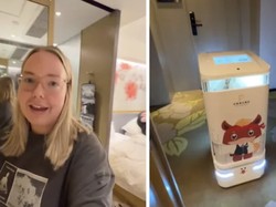 Bule Ini Girang Lihat Robot Antar Makanan di Hotel China