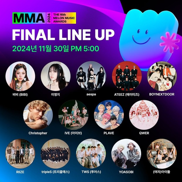 Line up final Melon Music Awards (MMA) 2024/Foto: Instagram @melon_music