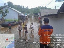Banjir Paksa Puluhan KK Kampung Raas Sendangbiru Malang Mengungsi