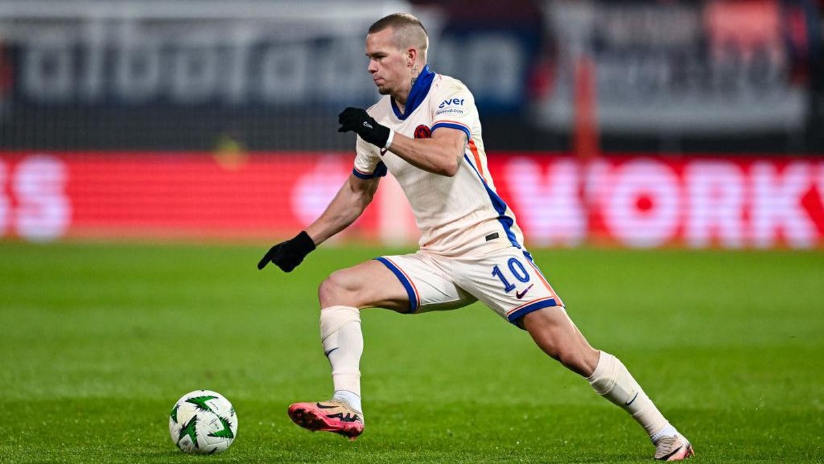 Aksi Mykhailo Mudryk di Europa Conference League. (Foto: Daniel Kopatsch/Getty Images)