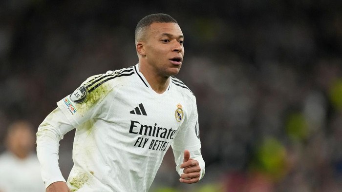 Kylian Mbappe centre-forward of Real Madrid and France during the UEFA Champions League 2024/25 League Phase MD5 match between Liverpool FC and Real Madrid C.F. at Anfield on November 27, 2024 in Liverpool, England. (Photo by Jose Breton/Pics Action/NurPhoto via Getty Images)