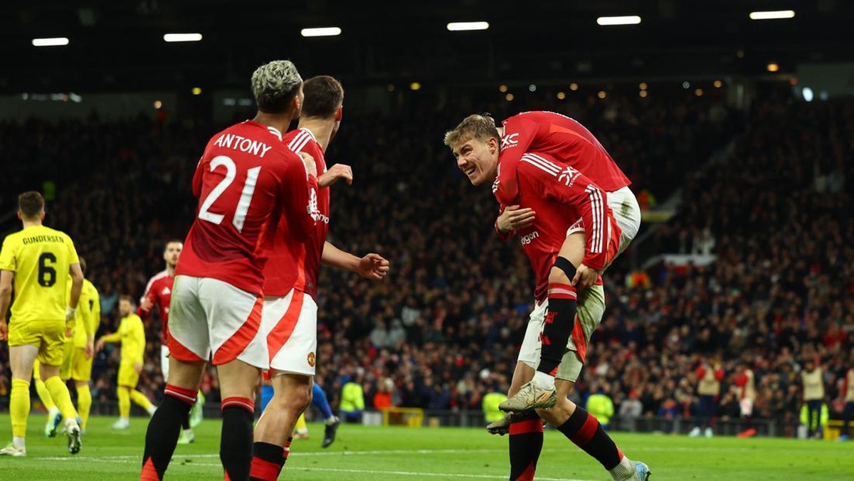 Manchester United bekuk Bodo/Glimt 3-2 lewat sepasang gol Rasmus Hojlund (REUTERS/Molly Darlington)