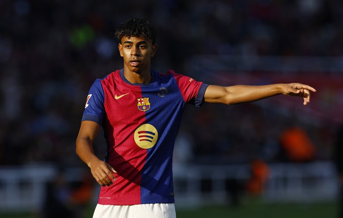 Soccer Football - LaLiga - FC Barcelona v Las Palmas - Estadi Olimpic Lluis Companys, Barcelona, Spain - November 30, 2024 FC Barcelonas Lamine Yamal reacts REUTERS/Albert Gea