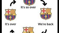 Apa iya siklus Barca kayak begini? Saat bangkit dan kian pede, eh ambruk dan kian terpuruk, terus begitu berulang kali. Foto: dok. Internet/X (Twitter)