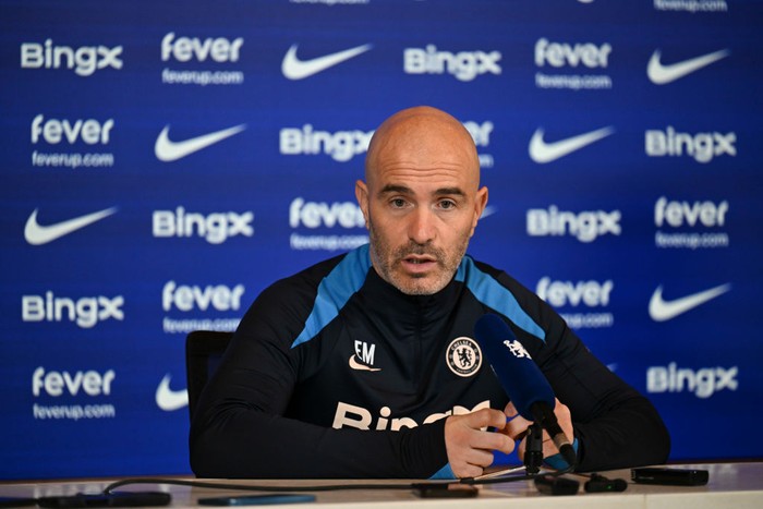 Enzo Maresca COBHAM, ENGLAND - DECEMBER 3: Head Coach Enzo Maresca of Chelsea attends a press conference at Chelsea Training Ground on December 3, 2024 in Cobham, England. (Photo by Darren Walsh/Chelsea FC via Getty Images)