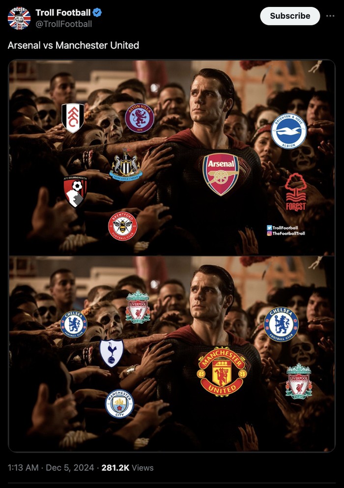Meme Arsenal Kalahkan MU