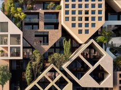 Rumah-rumah Disusun Layaknya Puzzle Jadi Fasad Gedung