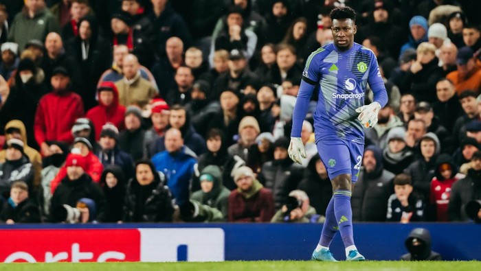 MANCHESTER, ENGLAND - DECEMBER 07: Andre Onana of Manchester United looks on during the Premier League match between Manchester United FC and Nottingham Forest FC at Old Trafford on December 07, 2024 in Manchester, England. (Photo by Ash Donelon/Manchester United via Getty Images)