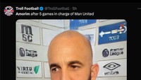 Ruben Amorim jadi botak seperti Erik ten Hag dan Pep Guardiola usai mengurusi Manchester United di lima laga pertamanya. (Foto: Twitter @TrollFootball)