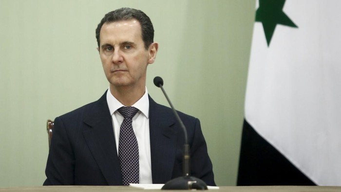 DAMASCUS, SYRIA - MAY 03: Syrias President Bashar al-Assad, seen during the Signing of the comprehensive program of strategic and long-term cooperation between Iran and Syria, On May 03, 2023 In Damascus, Syria. (Photo by Borna News/Matin Ghasemi/Aksonline ATPImages/Getty Images)