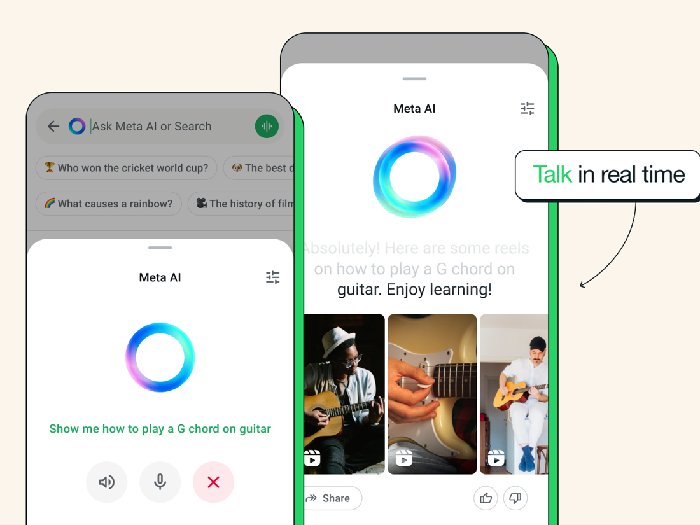 Ilustrasi Meta AI di WhatsApp. Ilustrasi Meta AI di WhatsApp.