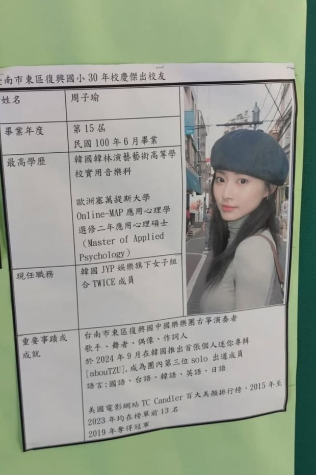 Profil Tzuyu di SD Fuxing, Tainan