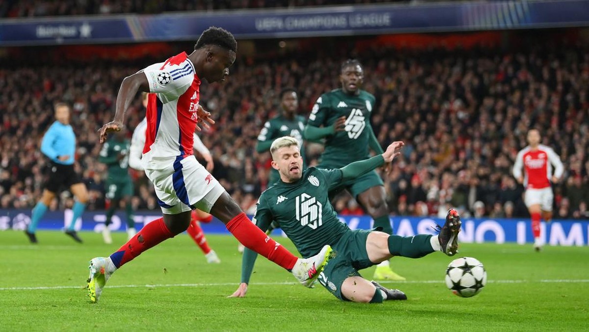 Arsenal vs AS Monaco di babak pertama. (Foto: Getty Images/Justin Setterfield)