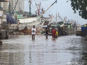 Banjir Rob Genangi Akses ke Pelabuhan Sunda Kelapa