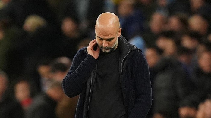 Manchester City manager Pep Guardiola reacts on the touchline during the Premier League match at the Etihad Stadium, Manchester. Picture date: Sunday December 15, 2024. (Photo by Martin Rickett/PA Images via Getty Images)
