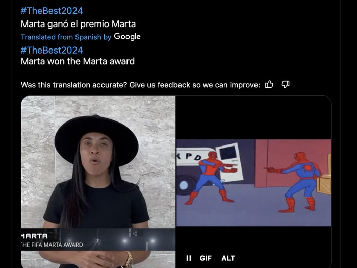 Gol Marta, pesepakbola legendaris dari Brasil, didaulat FIFA menjadi yang terbaik di sepakbola putri dan layak dapat trofi... Marta. Meme pun bermunculan.