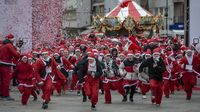 Ribuan Orang Berkostum Sinterklas Semarakkan Maraton Amal di Kosovo