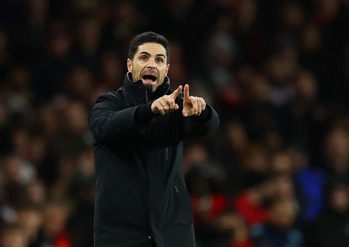 Soccer Football - Carabao Cup - Quarter Final - Arsenal v Crystal Palace - Emirates Stadium, London, Britain - December 18, 2024 Arsenal manager Mikel Arteta Action Images via Reuters/Andrew Boyers EDITORIAL USE ONLY. NO USE WITH UNAUTHORIZED AUDIO, VIDEO, DATA, FIXTURE LISTS, CLUB/LEAGUE LOGOS OR LIVE SERVICES. ONLINE IN-MATCH USE LIMITED TO 120 IMAGES, NO VIDEO EMULATION. NO USE IN BETTING, GAMES OR SINGLE CLUB/LEAGUE/PLAYER PUBLICATIONS. PLEASE CONTACT YOUR ACCOUNT REPRESENTATIVE FOR FURTHER DETAILS..