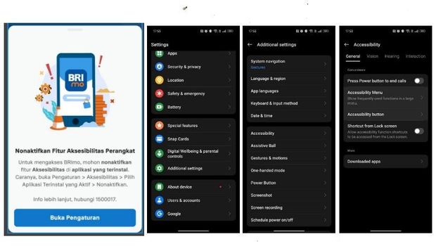 Cara Menonaktifkan Aksesibilitas di Smartphone, Transaksi BRImo Makin Aman