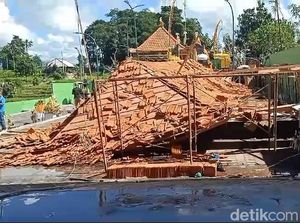 Dikerjakan Buru-buru, Balai Pesandekan Rp 300 Juta dari BKK Badung Roboh Dikerjakan Buru-buru, Balai Pesandekan Rp 300 Juta dari BKK Badung Roboh